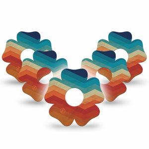 ExpressionMed Retro Winter Coat Freestyle Libre 3 and Libre 3 Plus Flower Shape Tape, 5-Pack Tape Color Block Style, Overlay Tape CGM Design