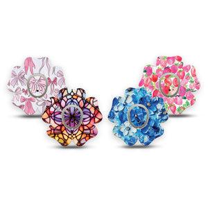 ExpressionMed Bright Dexcom G7 and Dexcom Stelo Glucose Biosensor System Flower, tape and sticker bright graphic pattern Fixing Ring Patch for CGM