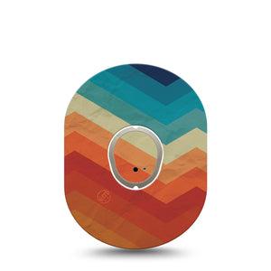 ExpressionMed Retro Winter Coat Dexcom G7 Tape, Dexcom Stelo Glucose Biosensor System, Single Tape and Single Sticker Geometric Retro Print, Overlay Tape CGM Design