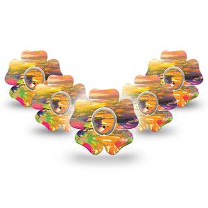 ExpressionMed Fragments From Above Dexcom G7 Flower Shape Tape, Dexcom Stelo Glucose Biosensor System, 5-Pack Tape and 5-Pack Sticker Fragmented View, Plaster CGM Design