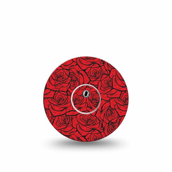 ExpressionMed Roses Freestyle Libre 3 and Libre 3 Plus, Single Tape and Single Sticker Bold red roses Accessories for Continuous Glucose Monitor