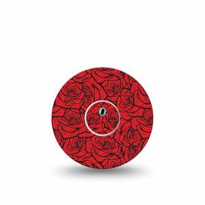 ExpressionMed Roses Freestyle Libre 3 and Libre 3 Plus, Single Tape and Single Sticker Bold red roses Accessories for Continuous Glucose Monitor