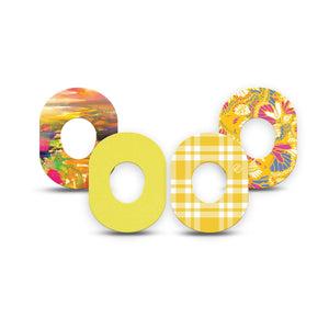 ExpressionMed Sunlit Yellow Dexcom G7 and Dexcom Stelo Glucose Biosensor System Mini, 4-Pack Tape yellow summer style Fixing Ring Patch for Continuous Glucose Monitor