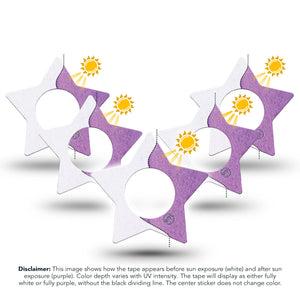 ExpressionMed Solar Violet Freestyle Libre 2 and Libre 2 Plus Star Shape Tape, Abbott Lingo, 5-Pack Tape Light-Sensitive Pigment, Adhesive Tape CGM Design