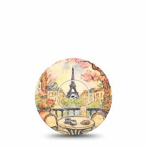 ExpressionMed Café Terrace Freestyle Libre, Libre 2 Plus, and Abbott Lingo, Single Tape and Single Sticker Eiffel tower painting Overlay Patch for CGM