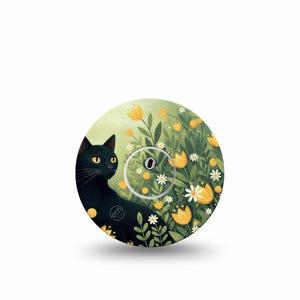 ExpressionMed Jungle Cat Freestyle Libre 3 and Libre 3 Plus, Single Tape and Single Sticker Yellow floral kitty Accessories for Continuous Glucose Monitor