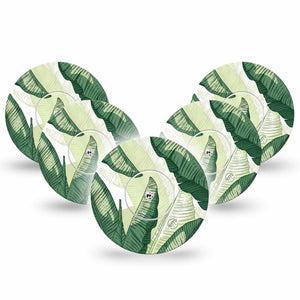 ExpressionMed Palm Leaf Freestyle Libre, Libre 2 Plus, and Abbott Lingo Gumdrop, 5-Pack Tape and 5-Pack Sticker Shady and sunny leaves Accessories for Continuous Glucose Monitor