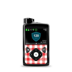 ExpressionMed Red Gingham MiniMed Sticker, Single Sticker Red plaid Waterproof Adhesive Tape for CGM