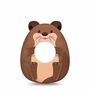 ExpressionMed Otter Freestyle Libre 2 and Libre 2 Plus Gumdrop Shape Tape, Abbott Lingo, Single Tape Cute Otter and Shell, Patch CGM Design