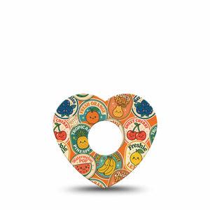 ExpressionMed Fruit Stickers Freestyle Libre 3 and Libre 3 Plus Heart, Single Tape Adorable food stickers Vinyl Decoration for CGM