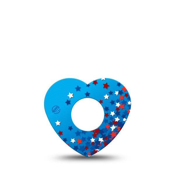ExpressionMed Confetti Stars Infusion Set Heart Shape Tape 5-Pack Tape Independence Day Stars, Adhesive Tape Continuous Glucose Monitor Design