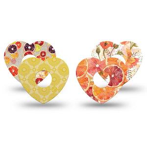 ExpressionMed Citrus Crush Freestyle Libre 3 and Libre 3 Plus Heart, 4-Pack Tape summer fruit aesthetic Adhesive Patch for Continuous Glucose Monitor