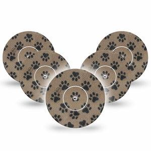 ExpressionMed Fuzzy Pawprints Freestyle Libre, Libre 2 Plus, and Abbott Lingo, 5-Pack Tape and 5-Pack Sticker Fuzzy black paws Accessories for Continuous Glucose Monitor