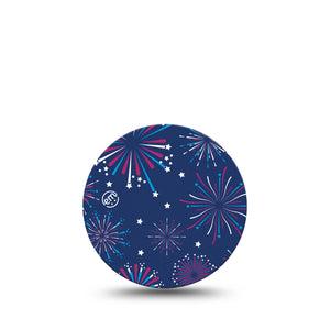 ExpressionMed Night Sky Celebration Freestyle Libre 3 Overpatch Single Patriotic Firework Display Adhesive Patch CGM Design