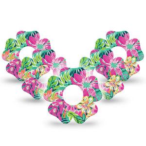 ExpressionMed Tropic Burst Infusion Set Flower Shape Tape 10-Pack Tape Lush Burst, Plaster Continuous Glucose Monitor Design