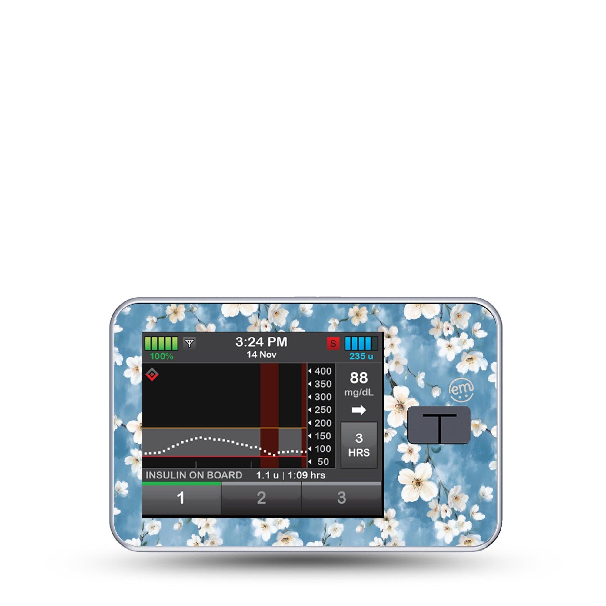 ExpressionMed Cherry Blossom Tandem T-Slim Sticker Single Sticker Only White Cherry Blossom Flowers, Vinyl Decoration Pump Design