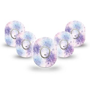 ExpressionMed Wisteria Fade Dexcom G7 and Dexcom Stelo Glucose Biosensor System Mini, 5-Pack Tape and 5-Pack Sticker Spring purple bouquet Sensor Cover for Continuous Glucose Monitor