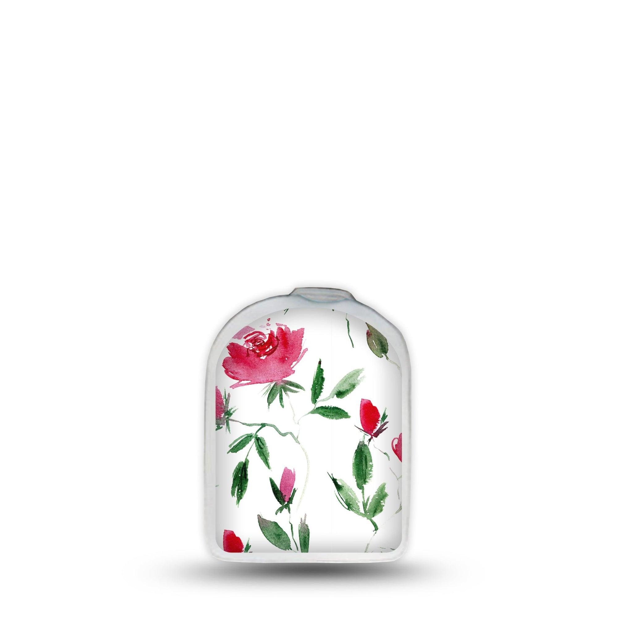 ExpressionMed Rose Garden Omnipod Surface Center Sticker Single Sticker Pink Blooming Roses Inspired Vinyl Decoration Pump Design