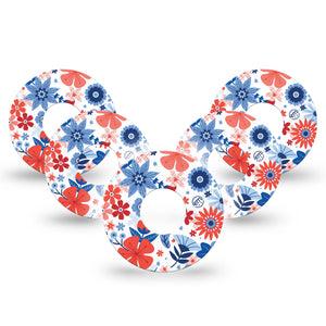 ExpressionMed July Flowers Infusion Set Tape 10-Pack USA holiday garden Overlay Patch CGM Design