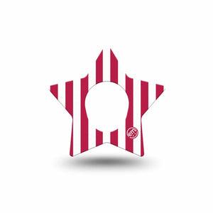 ExpressionMed Red Stripes Dexcom G7 and Dexcom Stelo Glucose Biosensor System Star, Single Tape Red striped pattern Overlay Tape for CGM