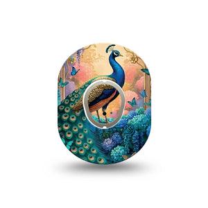 ExpressionMed Majestic Peacock Dexcom G7 and Dexcom Stelo Glucose Biosensor System Mini, Single Tape and Single Sticker exotic bird aesthetic Waterproof Sensor Cover for CGM