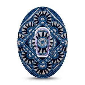 ExpressionMed Indigo Loomwork Dexcom G6, Single Tape and Single Sticker Masculine abstract print Sensor Cover for Continuous Glucose Monitor