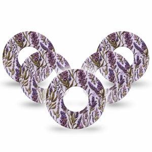 ExpressionMed Stitched Bloom Freestyle Libre, Libre 2 Plus, and Abbott Lingo, 5-Pack Purple lavender stems Decorative Patch for Continuous Glucose Monitor