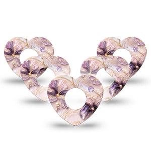 ExpressionMed Pink Pearls Infusion Heart, 10-Pack Pearly pink and purple Adhesive Tape For Pump