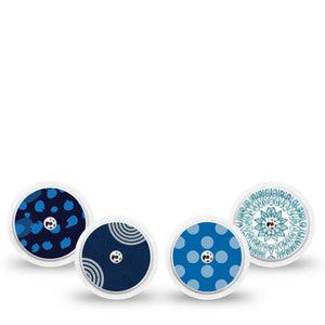 ExpressionMed Barbie Splash Variety Pack Freestyle Libre and Libre 2 Plus Sticker, Abbott Lingo, 4-Pack Sticker Variety Navy and Light Blues, Vinyl Graphics Continuous Glucose Monitor Design