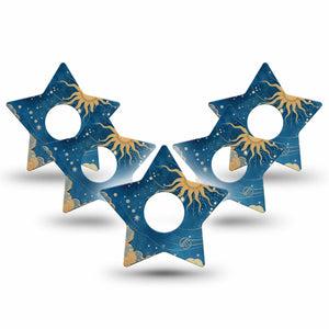ExpressionMed Mystic Skies Freestyle Libre 3 and Libre 3 Plus Star, 5-Pack Magical sun Decorative Patch for Continuous Glucose Monitor