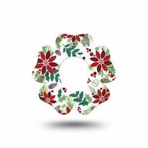 ExpressionMed Christmas Wreath Dexcom G7 and Stelo Flower Shape Tape, Dexcom Stelo Glucose Biosensor System, Single Tape Happy Holidays Themed Wreath, PatchCGM Design