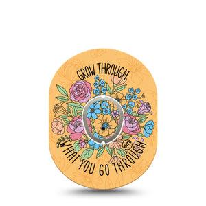 ExpressionMed Strength in Bloom Dexcom G7 and Dexcom Stelo Glucose Biosensor System, Single Tape and Single Sticker Flourishing flowers Overlay Patch for CGM