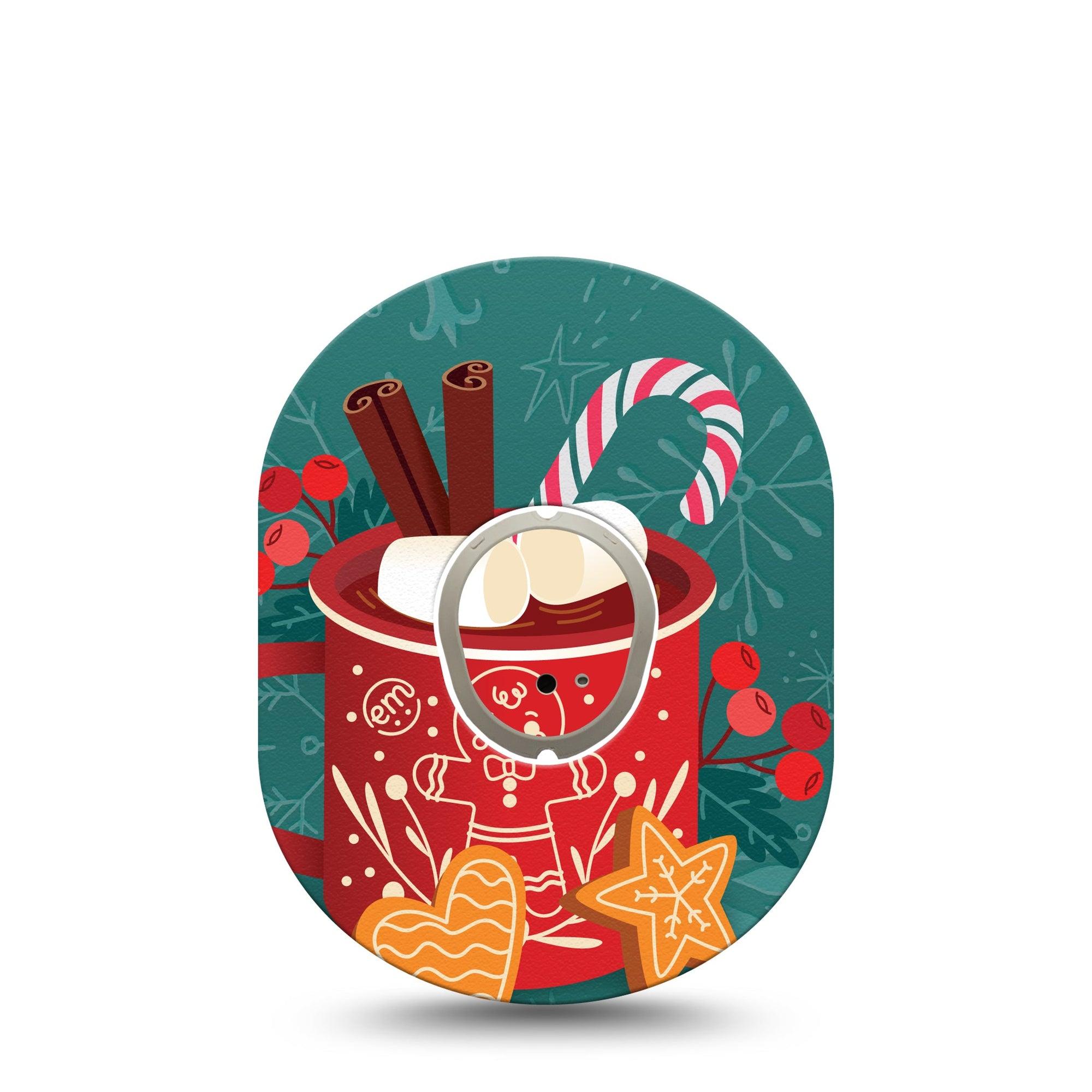 ExpressionMed Hot Chocolate Dexcom G7 Sticker and Tape, Dexcom Stelo Glucose Biosensor System,  Peppermint Hot Chocolate, Vinyl Sticker and Tape Pairing Continuous Glucose Monitor Design