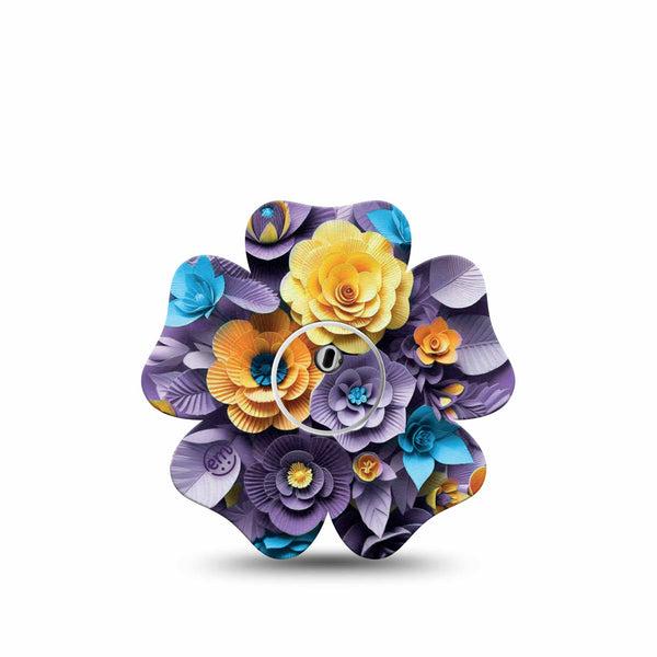 ExpressionMed Paper Flowers Freestyle Libre 3 and Libre 3 Plus Flower Shape Tape Single Tape and Single Sticker Flowers Made of Paper Inspired, Overlay Tape CGM Design