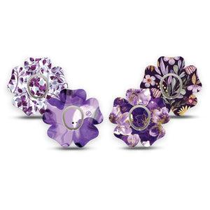 ExpressionMed Moody Plum Dexcom G7 and Dexcom Stelo Glucose Biosensor System Flower, tape and sticker  Purple majestic prints Fixing Ring Patch for CGM