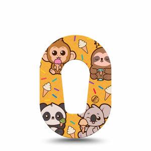 ExpressionMed Ice Cream Buddies Dexcom G6 Mini Tape, Single Tape Ice Cream Cone Animals, Adhesive Tape CGM Design