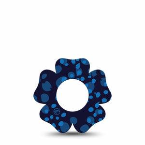 ExpressionMed Blue Drops Freestyle Libre 2 and Libre 2 Plus Flower Shape Tape, Abbott Lingo, Single Tape Navy With Light Blue Shapes, Plaster CGM Design