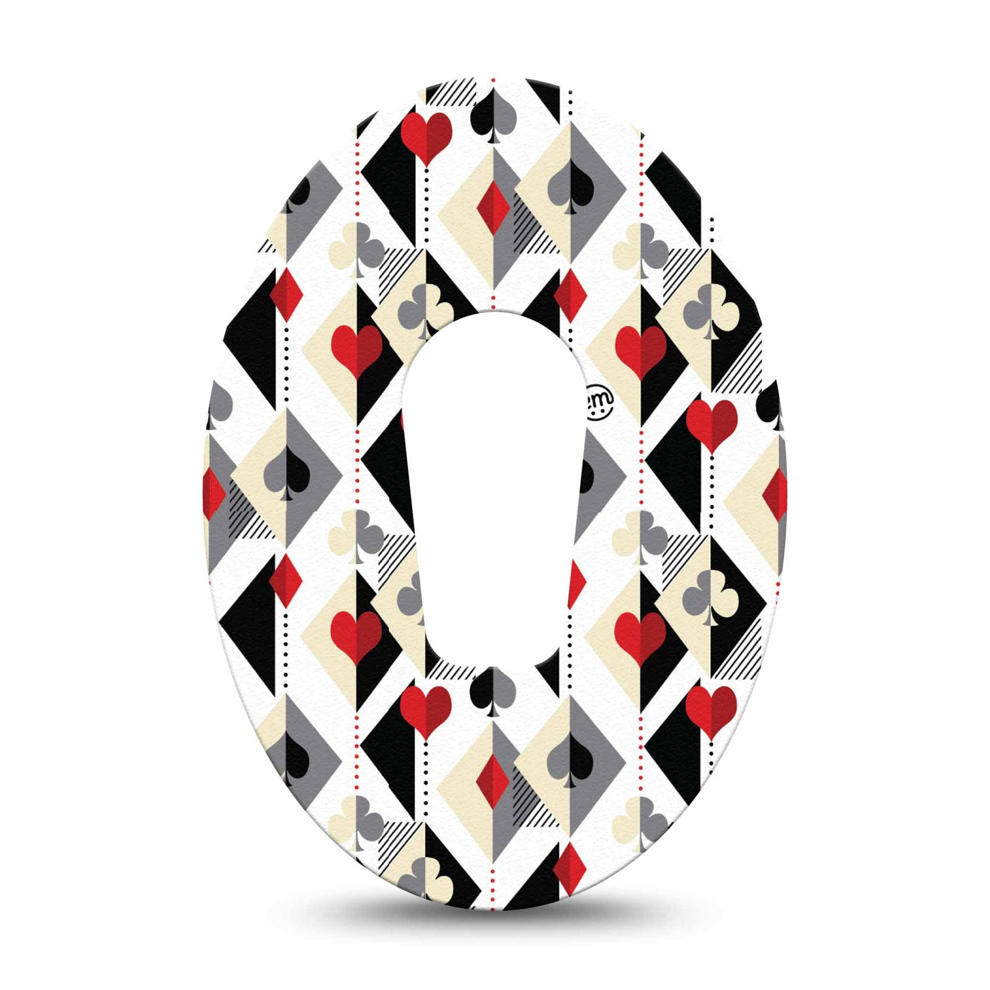 ExpressionMed Playing Cards Dexcom G6 Tape Single Tape Spades Hearts Diamonds Clubs Inspired, Plaster Continuous Glucose Monitor Design