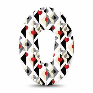 ExpressionMed Playing Cards Dexcom G6 Tape Single Tape Spades Hearts Diamonds Clubs Inspired, Plaster Continuous Glucose Monitor Design