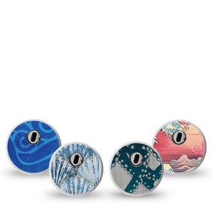 ExpressionMed Ocean Odyssey Variety Pack Freestyle Libre 3 Sticker, 4-Pack Sticker Variety Wavy Waters, Decorative Decal CGM Design