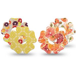 ExpressionMed Citrus Crush Freestyle Libre 3 and Libre 3 Plus Flower, 4-Pack Tape citrus fruit pattern Adhesive Tape for Continuous Glucose Monitor