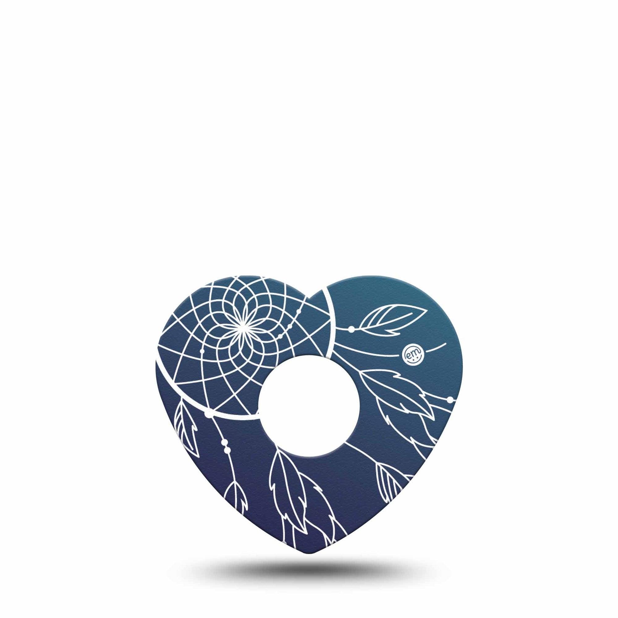 ExpressionMed Blue Dreamcatcher Freestyle Libre 3 and Libre 3 Plus Heart Shape Tape Single Tape Peaceful Web Overlay Tape CGM Design