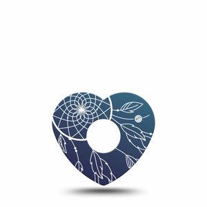 ExpressionMed Blue Dreamcatcher Freestyle Libre 3 and Libre 3 Plus Heart Shape Tape Single Tape Peaceful Web Overlay Tape CGM Design