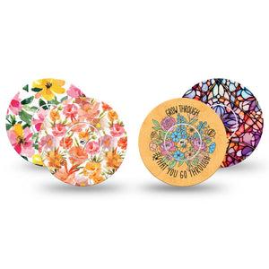 ExpressionMed Bold Bloom Freestyle Libre, Libre 2 Plus, and Abbott Lingo, tape and sticker  Cozy warm flowers Adhesive Tape for CGM