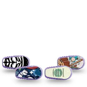 ExpressionMed Outlaw Legends Variety Pack Dexcom G6 Sticker 4-Pack Sticker Variety Whimsical Adventure Prints, Vinyl Decoration Continuous Glucose Monitor Design