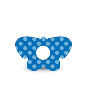 ExpressionMed Blue Polka Dots Freestyle Libre 3 and Libre 3 Plus Butterfly Shape Tape, Single Tape Blue Dots Barbie, Overlay Patch CGM Design