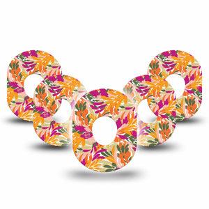 ExpressionMed Retro Brush Stroke Dexcom G7 Tape, Dexcom Stelo Glucose Biosensor System, 5-Pack Tape Orange Pink Brush Stroke Pattern, Overlay Tape CGM Design