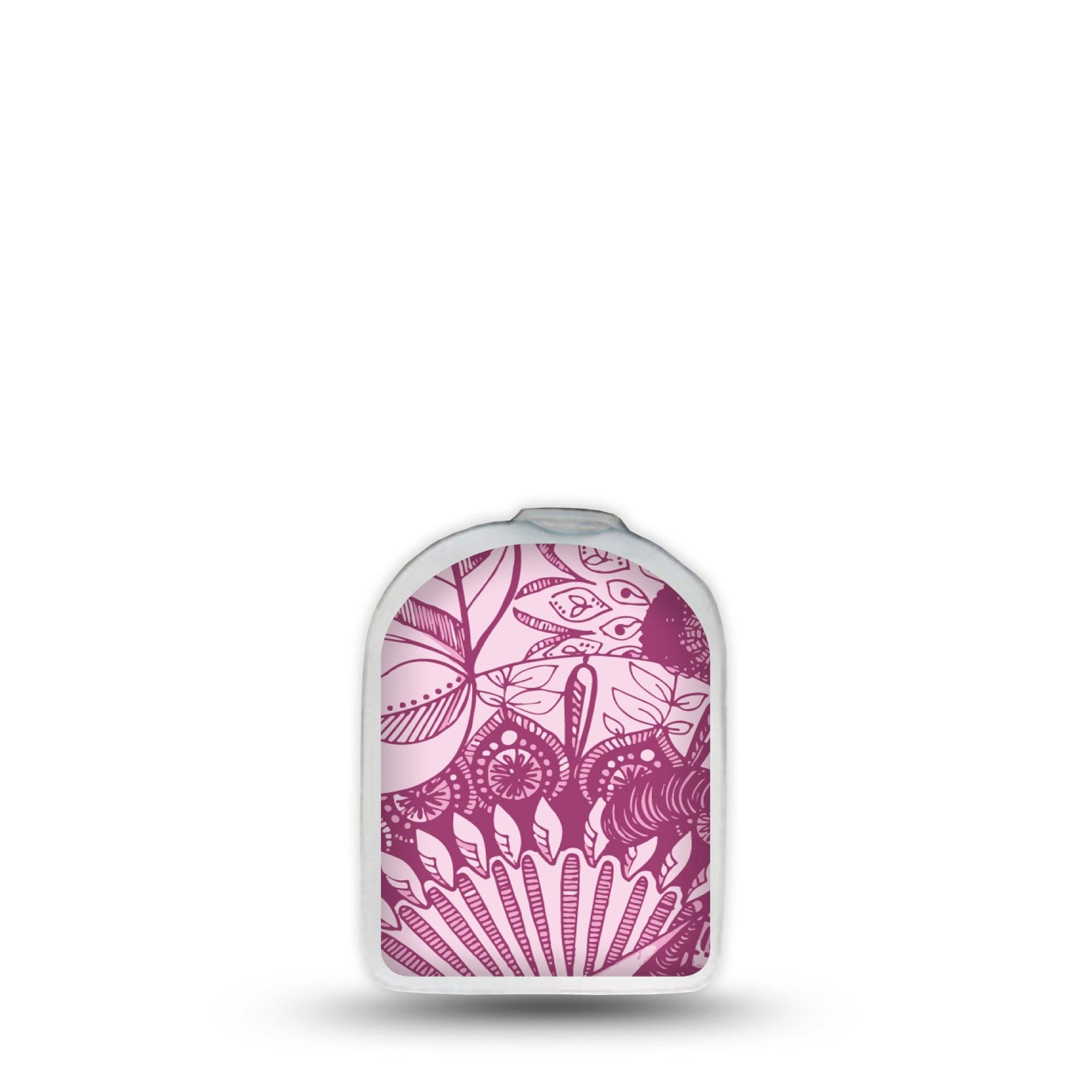 ExpressionMed Magenta Dani Omnipod Surface Center Sticker Single Sticker Floral Magenta Themed Vinyl Decoration Pump Design