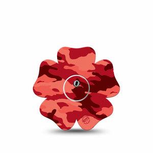ExpressionMed Red Camo Freestyle Libre 3 and Libre 3 Plus Flower Shape Tape Single Tape and Single Sticker Bold Camo, Plaster CGM Design