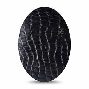 ExpressionMed Black Aligator Skin Medtronic Guardian Enlite Universal Oval Single Tape Animal Skin Style, Plaster CGM Design